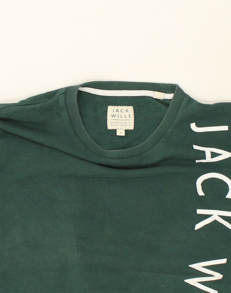 JACK WILLS Mens Graphic Sweatshirt Jumper Medium Green Cotton | Vintage Jack Wills | Thrift | Second-Hand Jack Wills | Used Clothing | Messina Hembry 