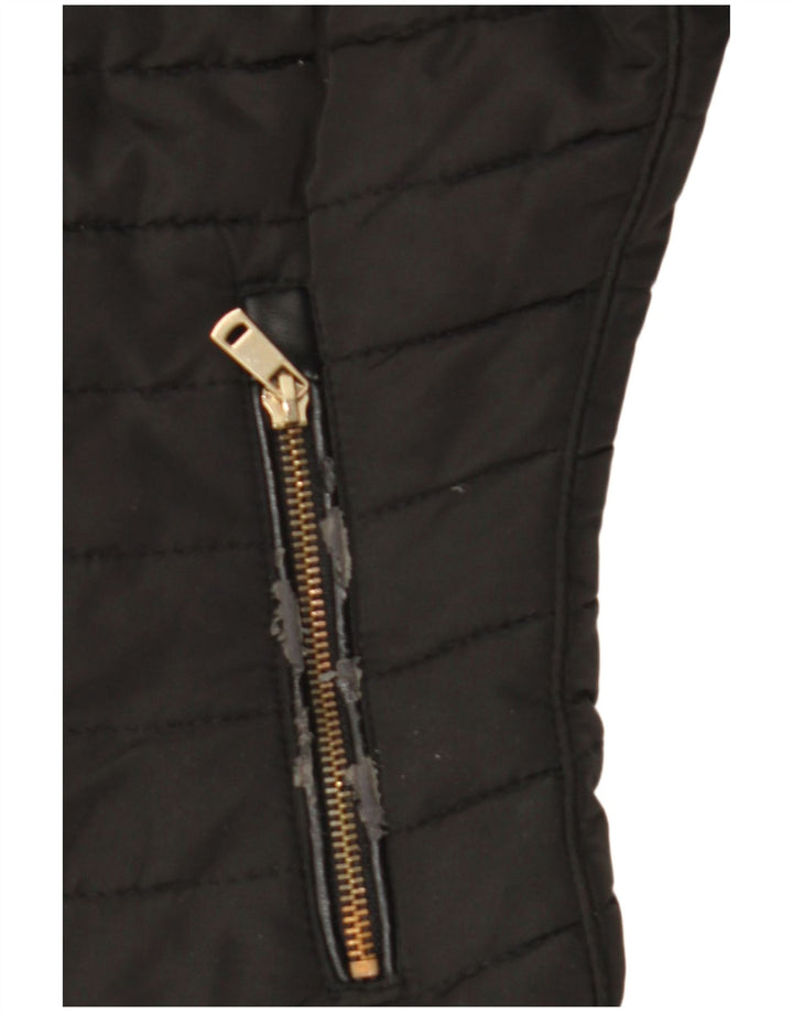 Zara Womens Hooded Padded Jacket UK 10 Small Black Polyester