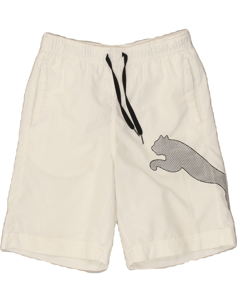 PUMA Boys Graphic Sport Shorts 9-10 Years White | Vintage Puma | Thrift | Second-Hand Puma | Used Clothing | Messina Hembry 