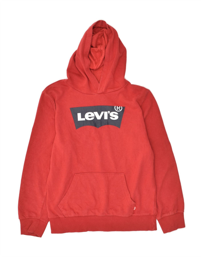 LEVI'S Boys Graphic Hoodie Jumper 12-13 Years Large Red Cotton | Vintage Levi's | Thrift | Second-Hand Levi's | Used Clothing | Messina Hembry 