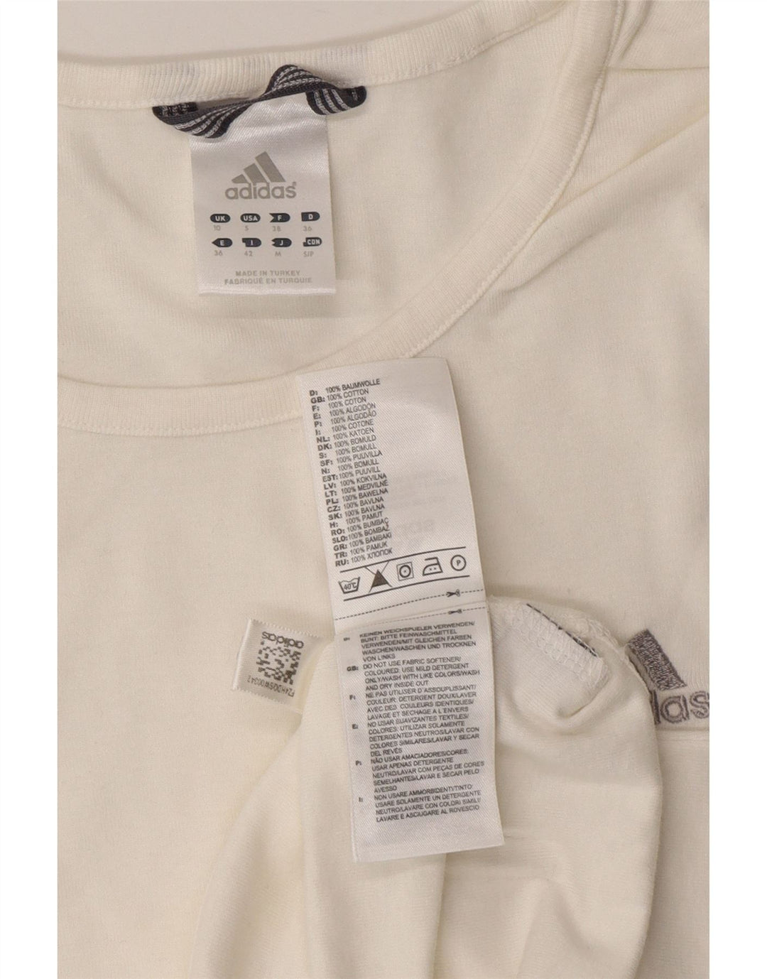 ADIDAS Womens Top Long Sleeve UK 10 Small White Cotton
