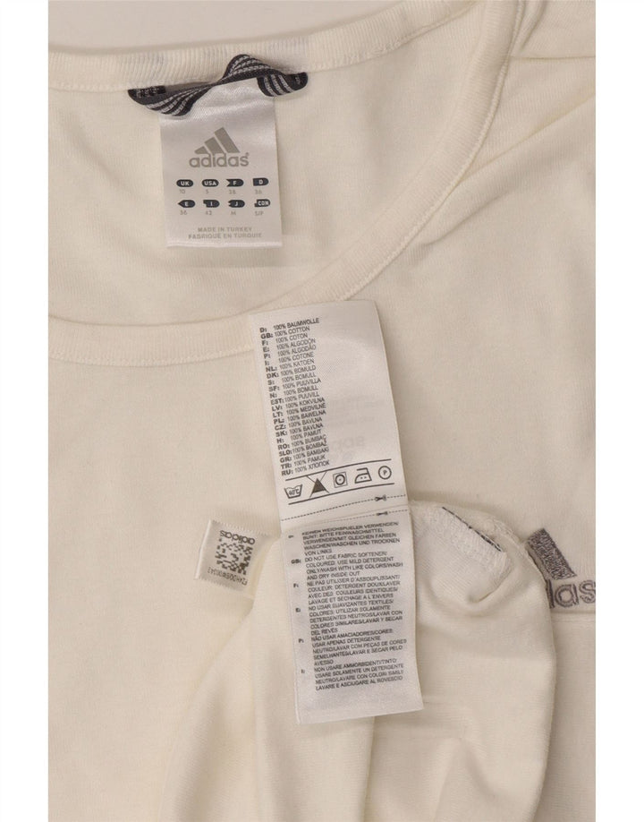 ADIDAS Womens Top Long Sleeve UK 10 Small White Cotton