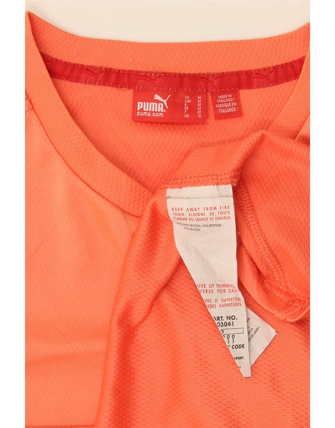 Puma Womens T-Shirt Top UK 12 Medium Orange Polyester