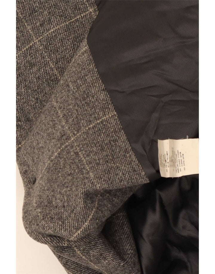 Armani Collezioni Womens 3 Button Blazer Jacket IT 50 XL Grey Check Wool