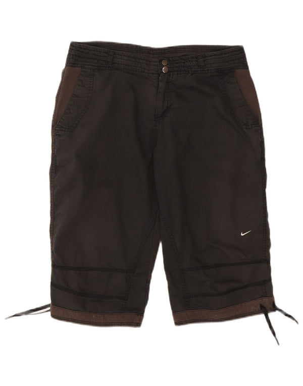 Nike Womens Graphic Chino Shorts UK 12 Medium W30 Black Colourblock Cotton