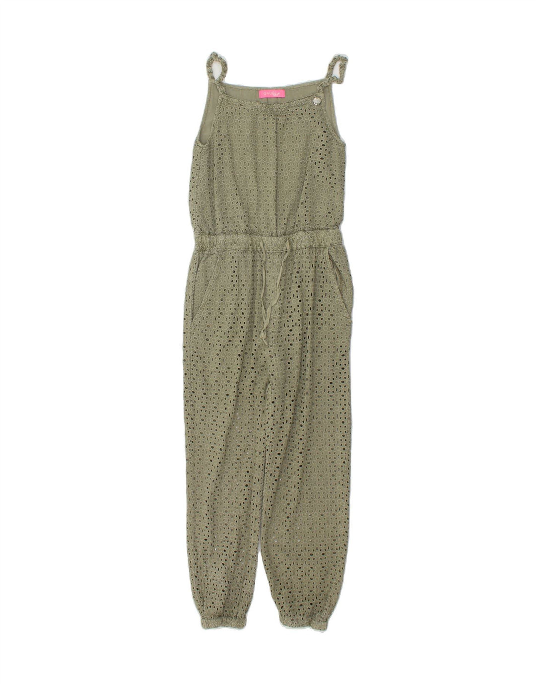 GAUDI Girls Sleeveless Jumpsuit 7-8 Years  Khaki Cotton Vintage Gaudi and Second-Hand Gaudi from Messina Hembry 