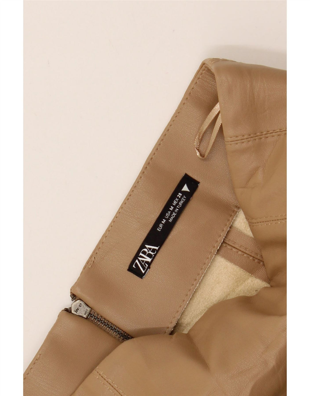 ZARA Womens Faux Leather Mini Skirt Medium W28  Beige Vintage Zara and Second-Hand Zara from Messina Hembry 