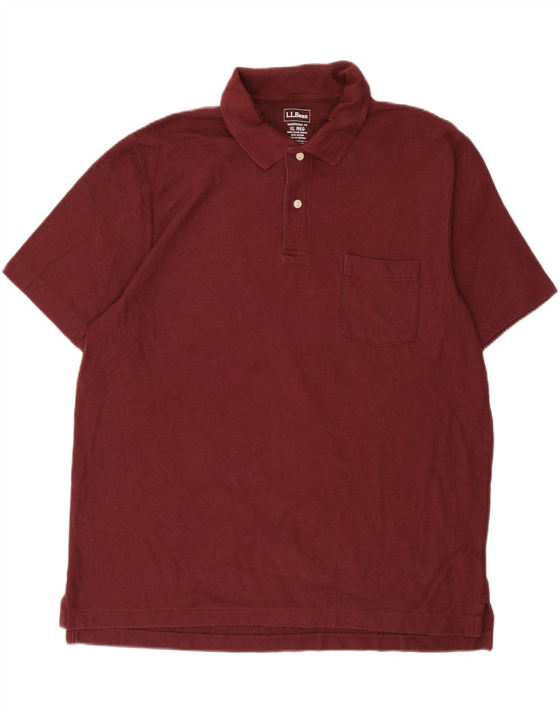 L.L.BEAN Mens Traditional Fit Polo Shirt XL Maroon Cotton Vintage L.L.Bean and Second-Hand L.L.Bean from Messina Hembry 