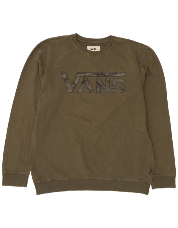 VANS Mens Graphic Sweatshirt Jumper XL Khaki Cotton