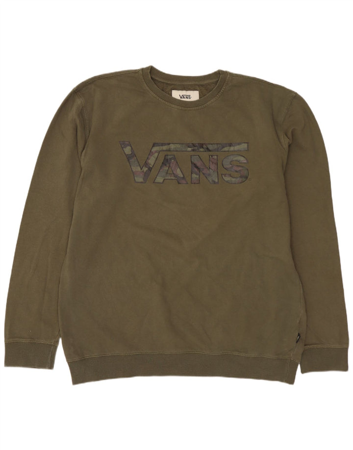 VANS Mens Graphic Sweatshirt Jumper XL Khaki Cotton