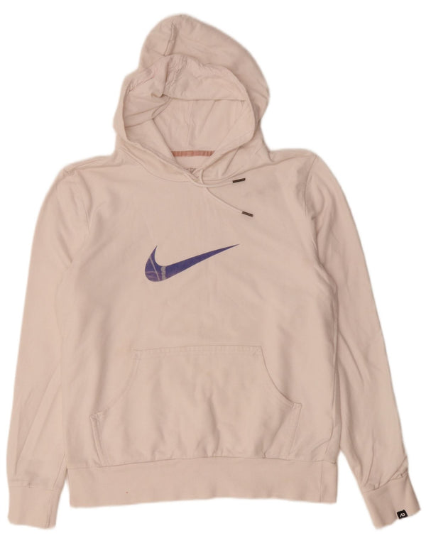 Nike Womens Graphic Hoodie Jumper UK 20/22 XL White Cotton