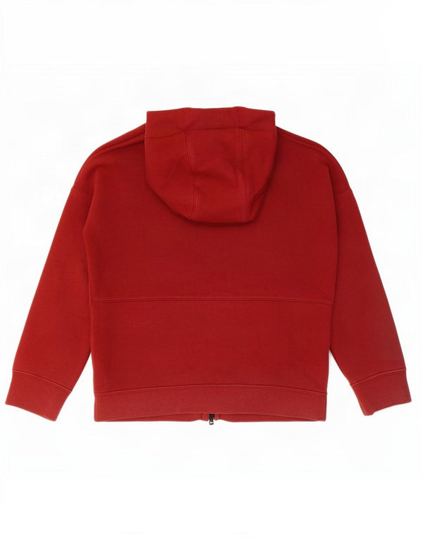 Nike Boys Zip Hoodie Sweater 10-11 Years Medium Red Cotton