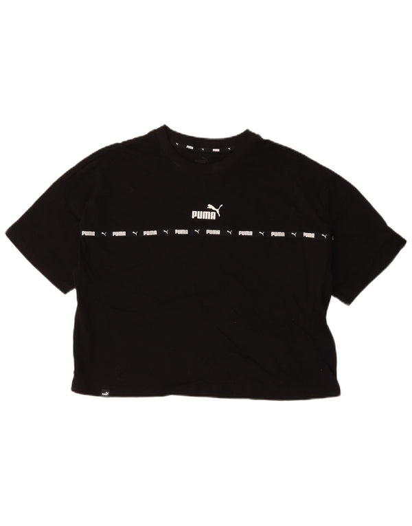 Puma Womens Crop Graphic T-Shirt Top UK 16 Large Black Cotton