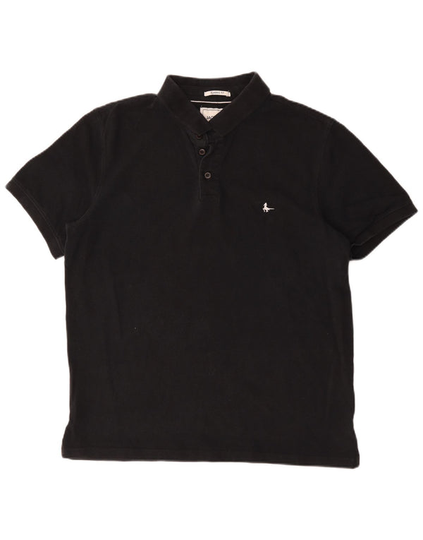 Jack Wills Mens Classic Fit Polo Shirt Large Black Cotton
