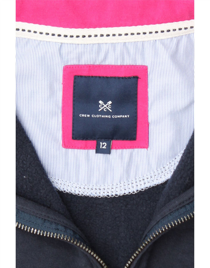 CREW CLOTHING Womens Zip Neck Sweatshirt Jumper UK 12 Medium Navy Blue Vintage Crew Clothing and Second-Hand Crew Clothing from Messina Hembry 
