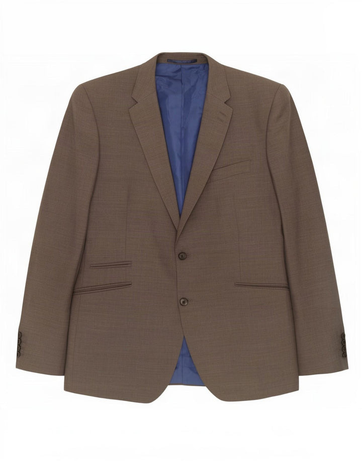 Marks & Spencer Mens Tailored Fit 2 Button Blazer Jacket UK 46 XL Grey Wool