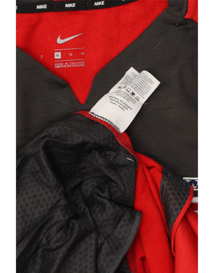 NIKE Mens Top Long Sleeve XL Red Colourblock Polyester