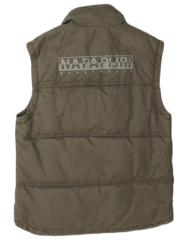 Napapijri Mens Graphic Padded Gilet UK 38 Medium Grey Cotton