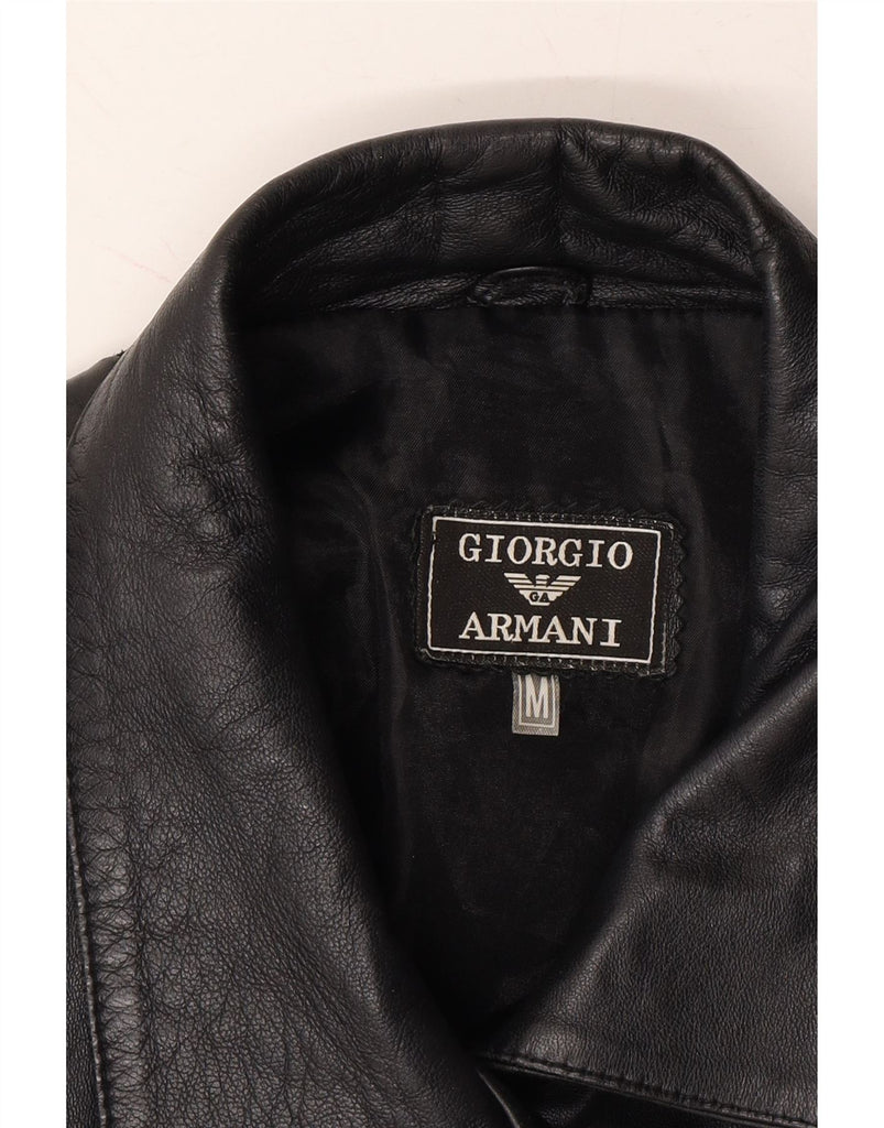 GIORGIO ARMANI Womens Oversized Leather Coat UK 14 Medium Black Leather Vintage Giorgio Armani and Second-Hand Giorgio Armani from Messina Hembry 