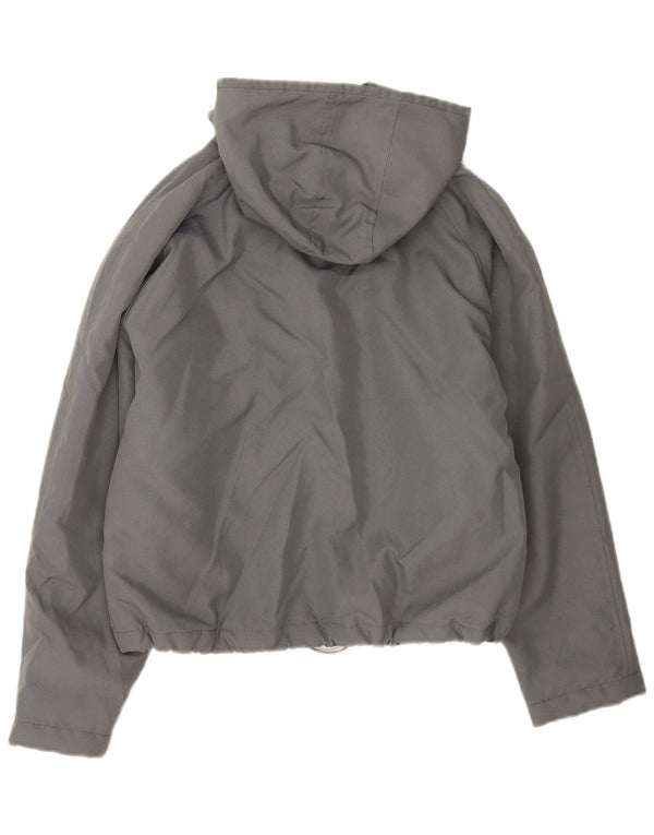 Vintage Womens Hooded Oversized Windbreaker Jacket UK 10 Small Grey Nylon