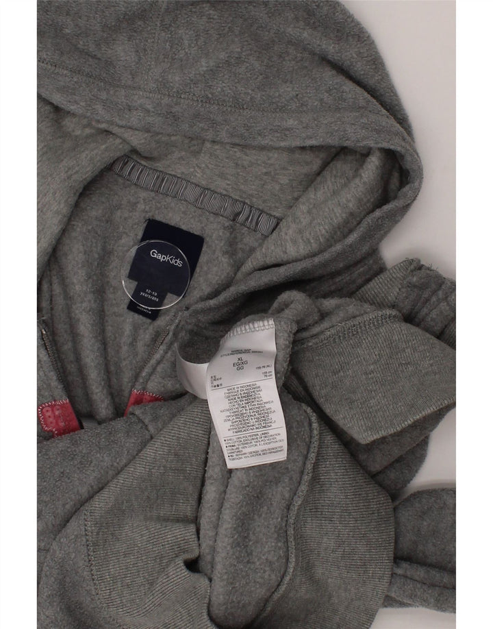 GAP Girls Graphic Zip Hoodie Sweater 12-13 Years Grey Polyester Vintage Gap and Second-Hand Gap from Messina Hembry 
