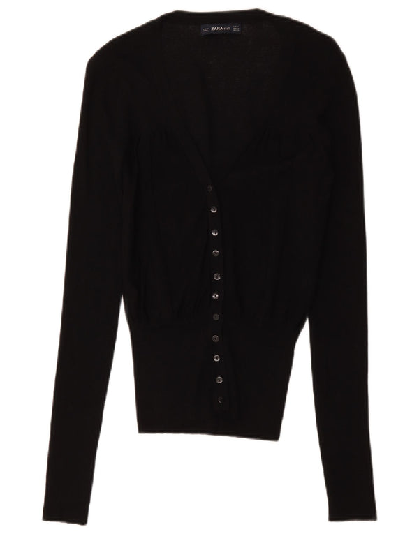 Zara Womens Cardigan Sweater UK 12 Medium Black Viscose