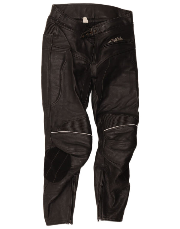 Buffalo Mens Motorstyle Leather Trousers UK 42 Medium W32 L27 Black