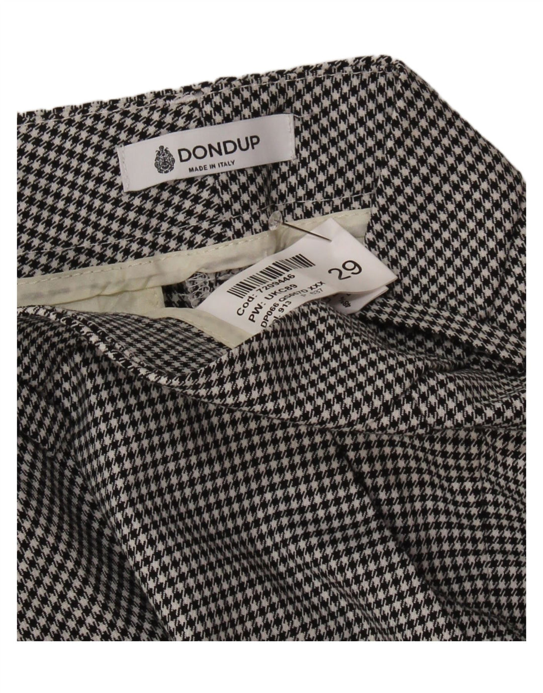 Dondup Womens Slim Chino Trousers W29 L26 Black Houndstooth Acetate