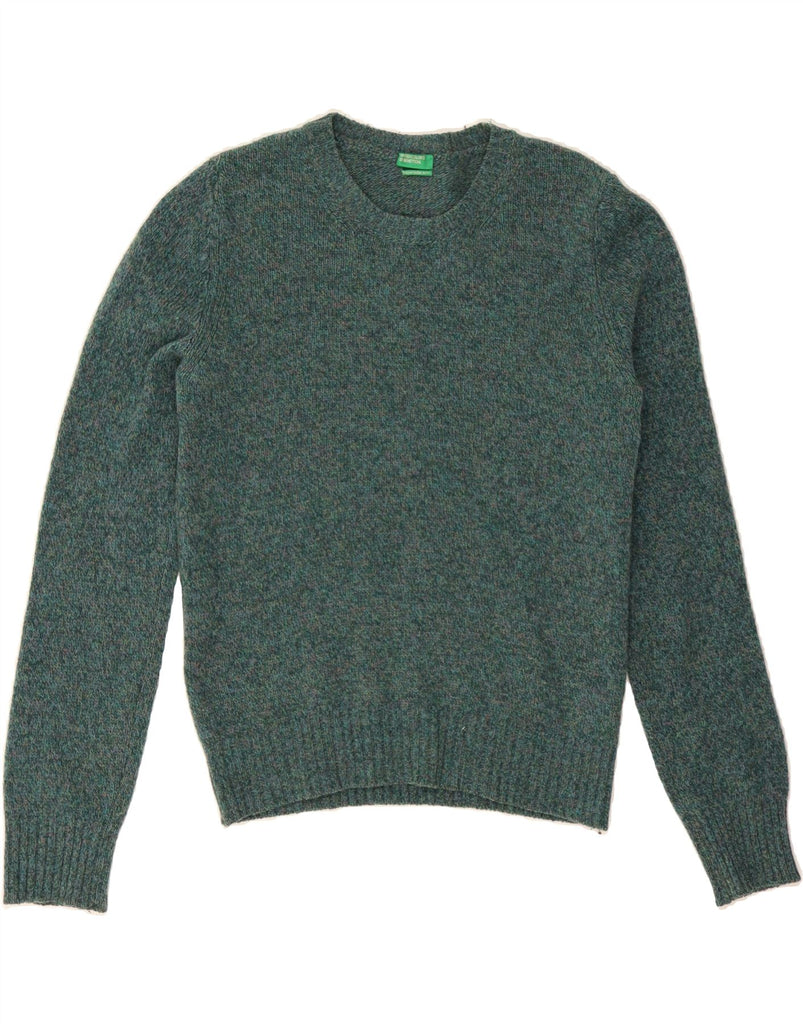 BENETTON Womens Crew Neck Jumper Sweater UK 12 Medium Green Flecked Wool Vintage Benetton and Second-Hand Benetton from Messina Hembry 