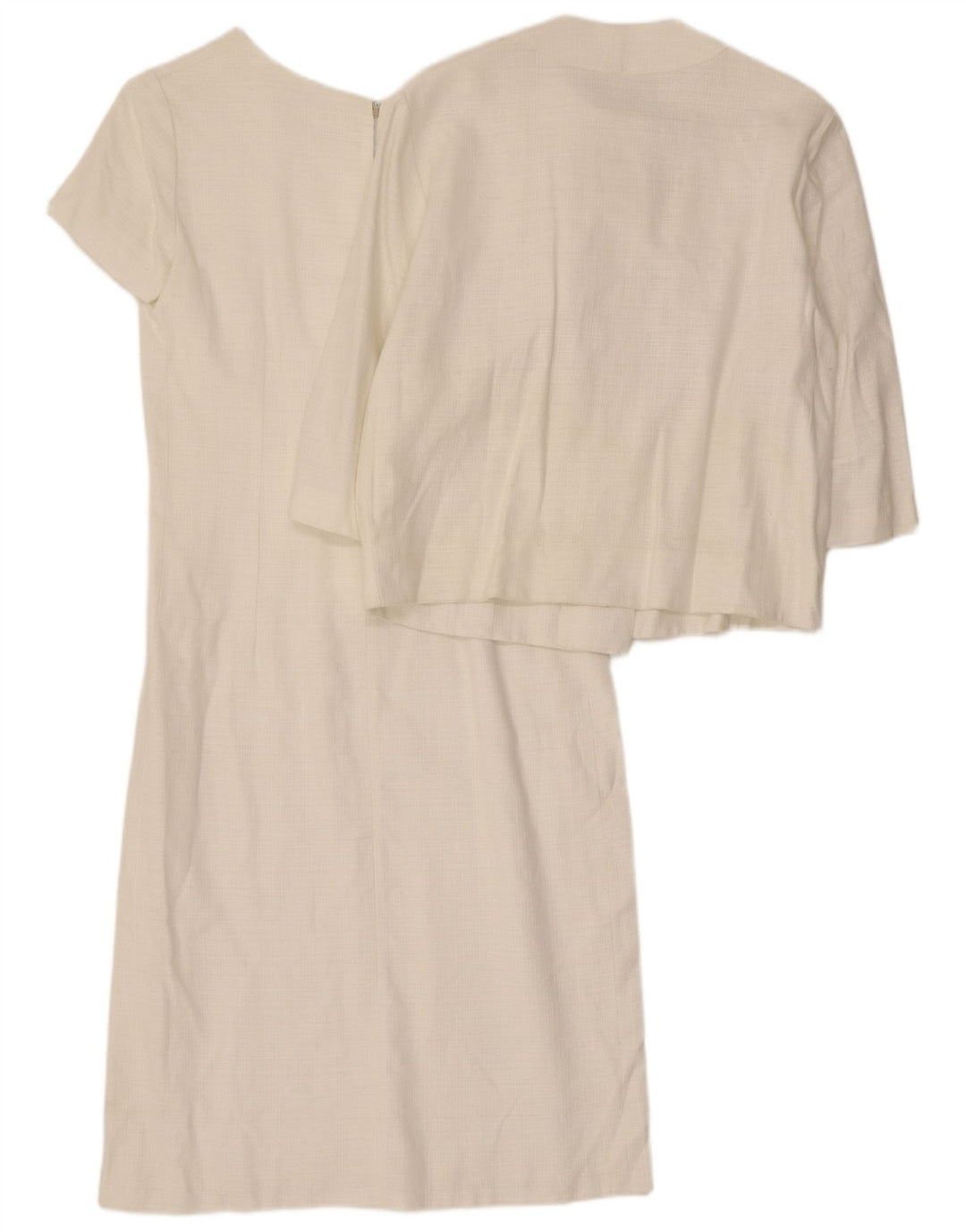 Vintage Womens 3/4 Sleeve 5 Button 2 Piece Set UK 14 Medium White