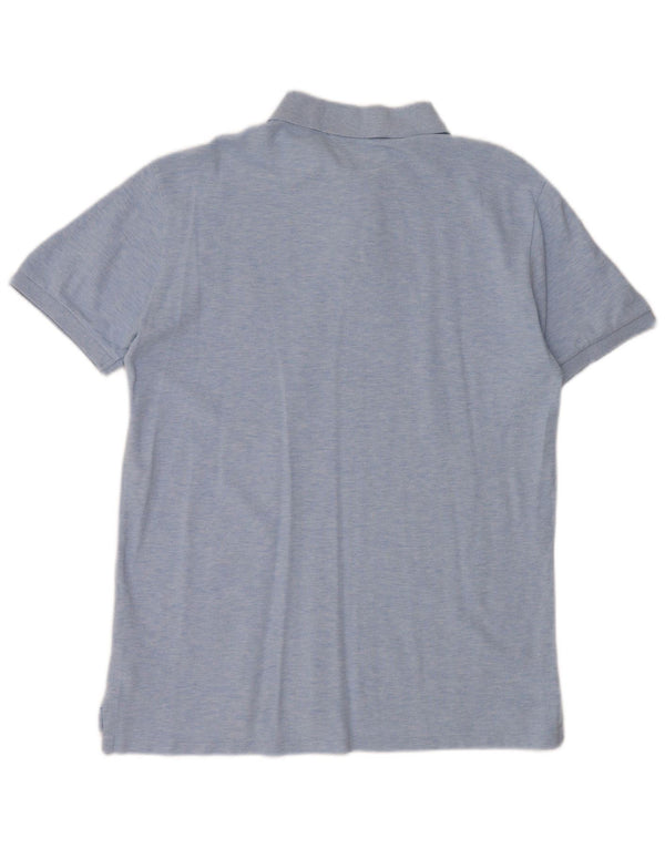 POLO RALPH LAUREN Mens Slim Fit Polo Shirt Large Blue Flecked Cotton