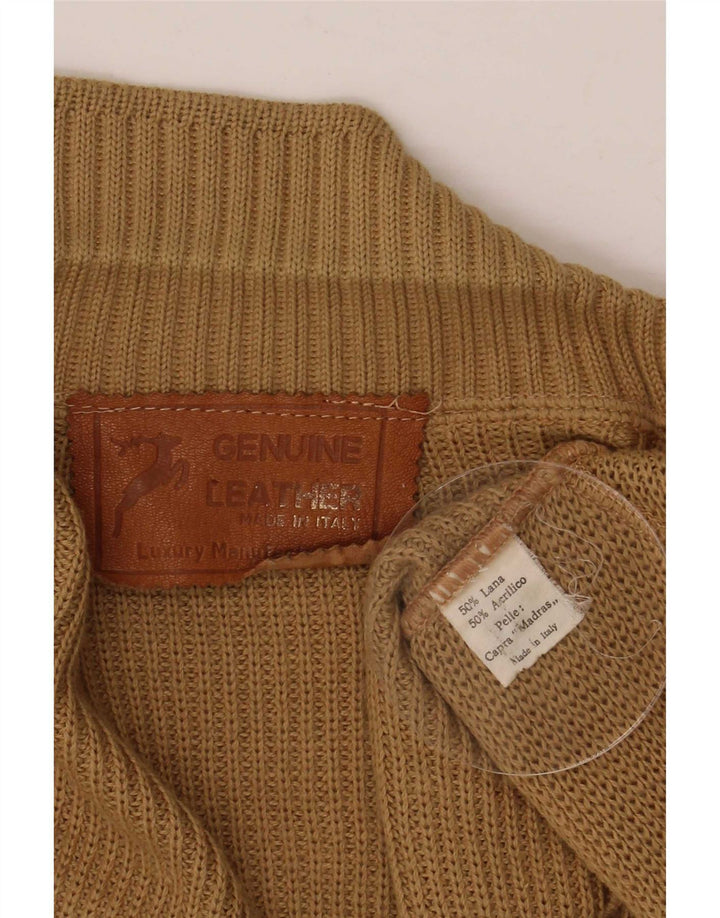 Vintage Mens Cardigan Sweater Medium Brown Wool