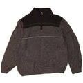 Dockers Mens Zip Neck Jumper Sweater XL Grey Colourblock Acrylic