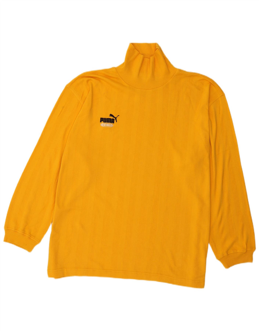 Puma Mens Top Long Sleeve XL Yellow Striped Cotton