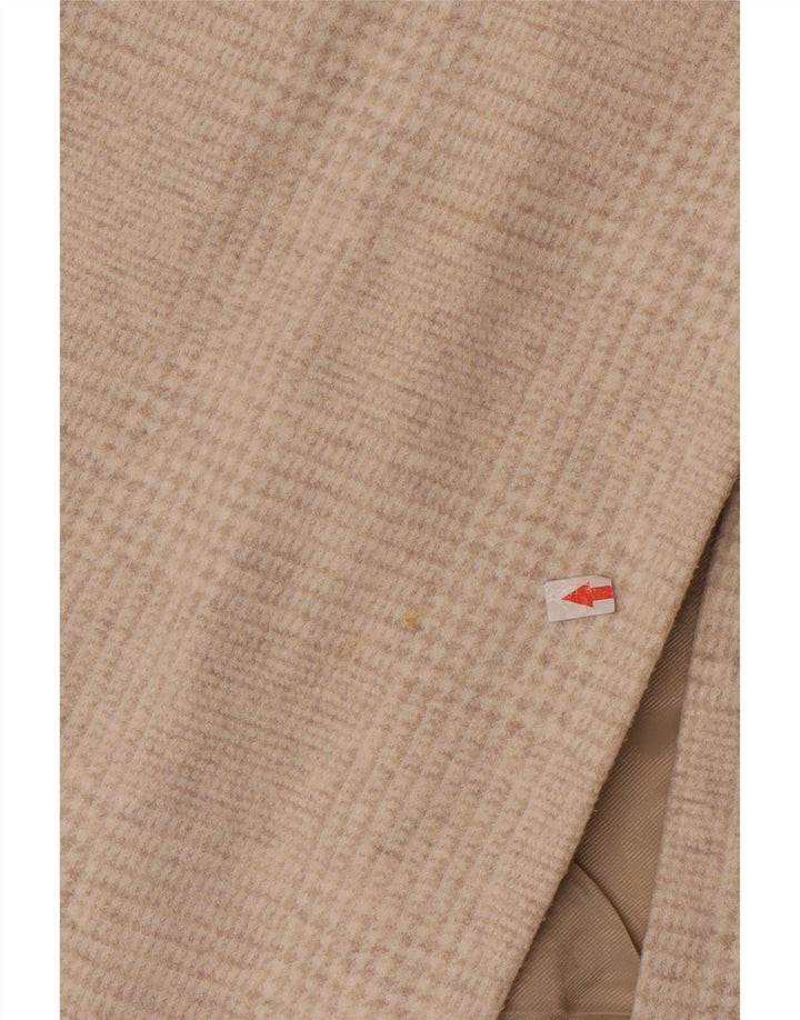 Zara Womens Oversized Overcoat UK 10 Small Beige Houndstooth