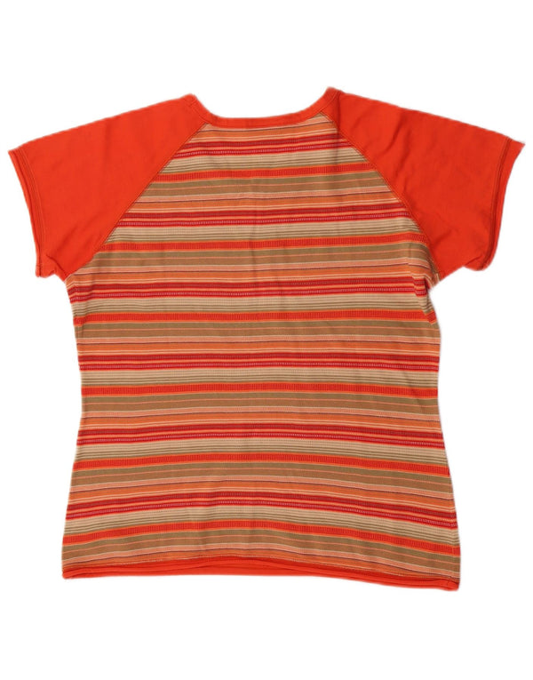 Arena Womens T-Shirt Top UK 14 Large Orange Striped