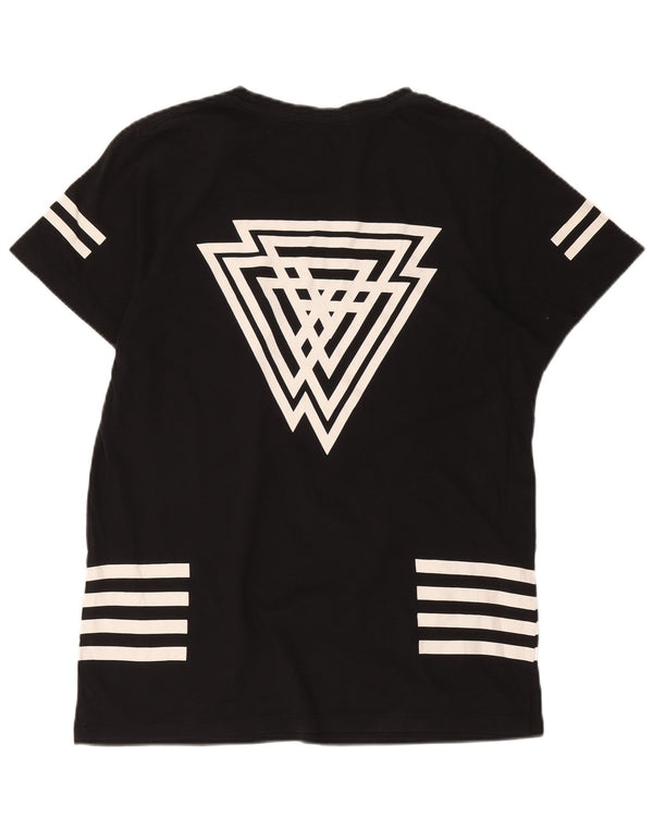 Jack & Jones Mens Graphic T-Shirt Top Medium Black Geometric