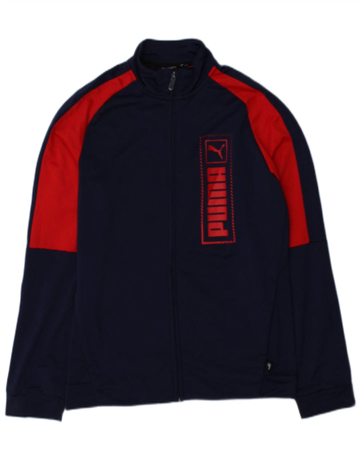 Puma Boys Graphic Tracksuit Top Jacket 15-16 Years Navy Blue Colourblock