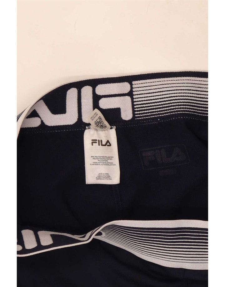 Fila Womens Graphic Leggings UK 14 Medium Navy Blue Colourblock Polyester