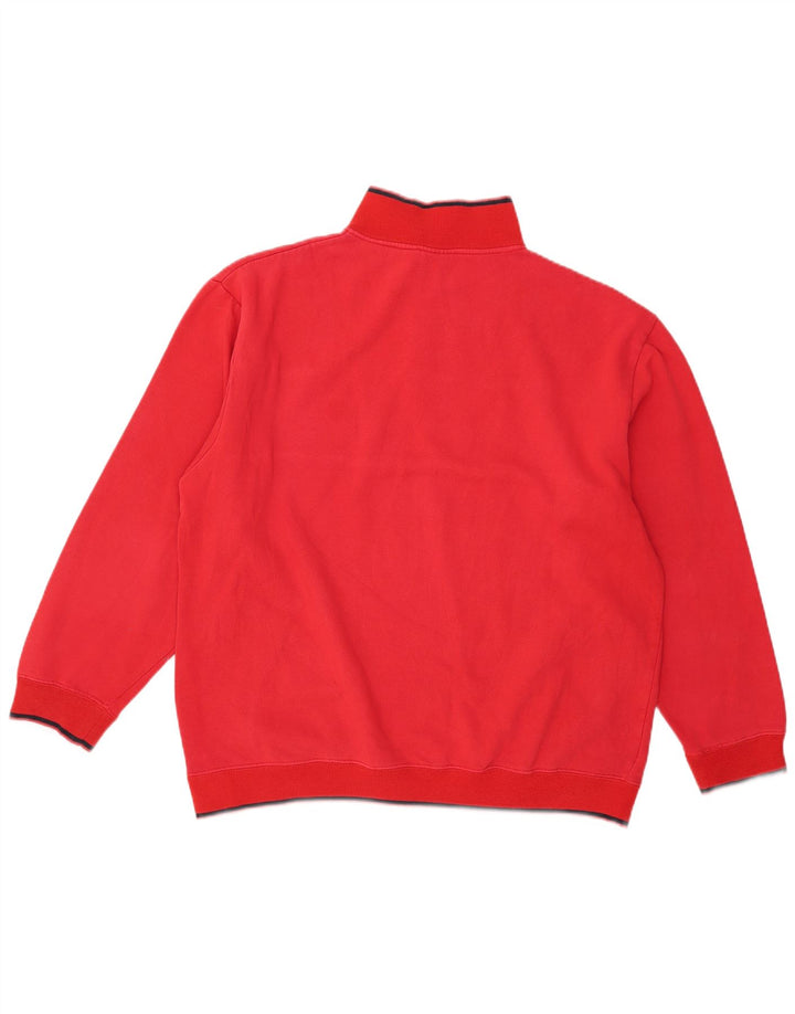 Fila Mens Graphic Zip Neck Sweatshirt Jumper 2XL Red Cotton