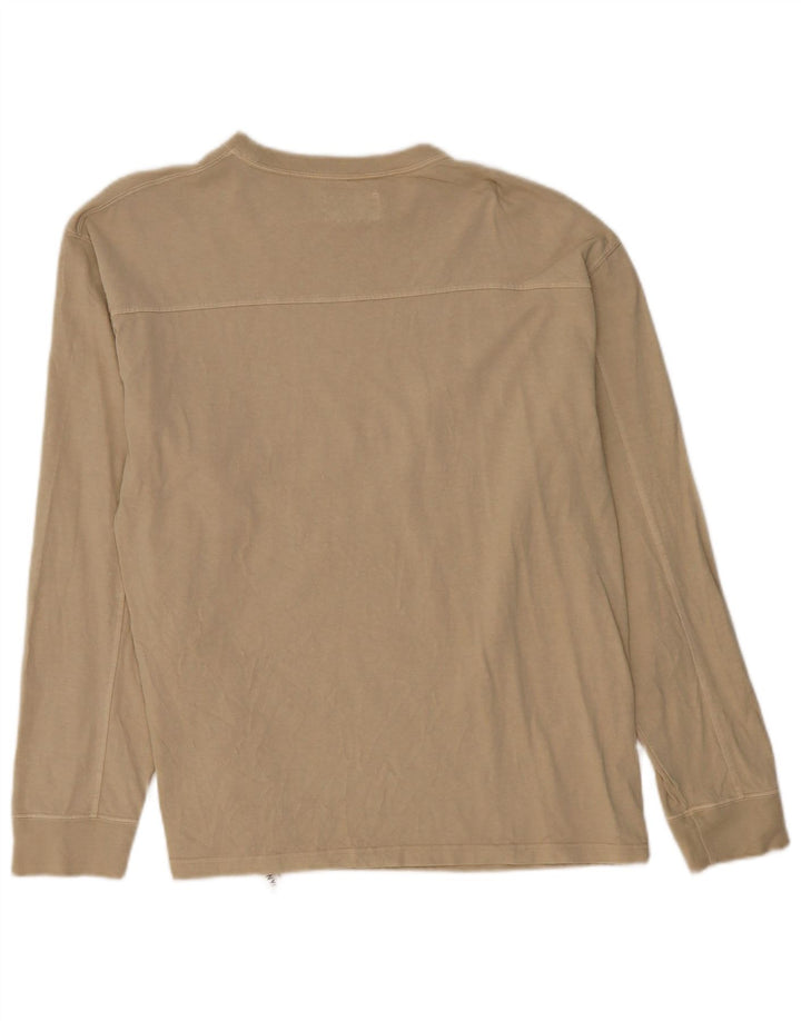 BOWERY Mens Graphic Top Long Sleeve Large Beige Cotton