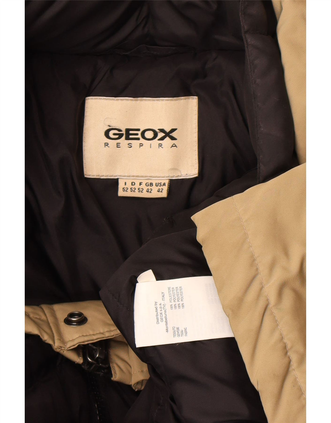 Geox Mens Padded Jacket UK 42 XL Beige Polyester