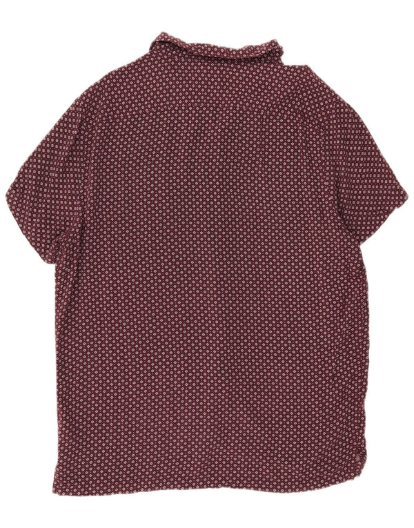 Abercrombie & Fitch Mens Short Sleeve Shirt XL Burgundy Geometric Viscose