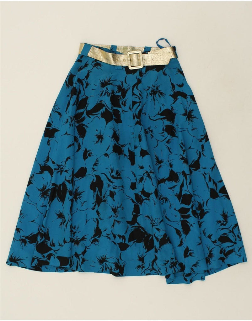 VINTAGE Womens A-Line Skirt W25 XS Blue Floral Vintage Vintage and Second-Hand Vintage from Messina Hembry 