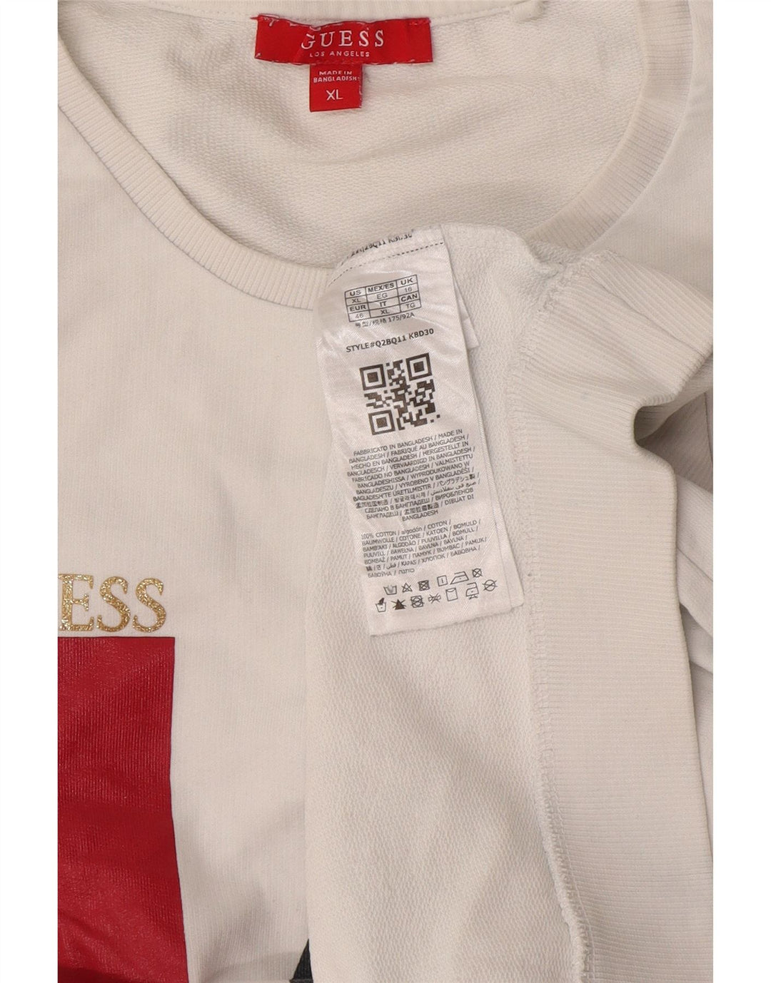 Guess Womens Graphic Sweatshirt Jumper UK 16 Large White Cotton