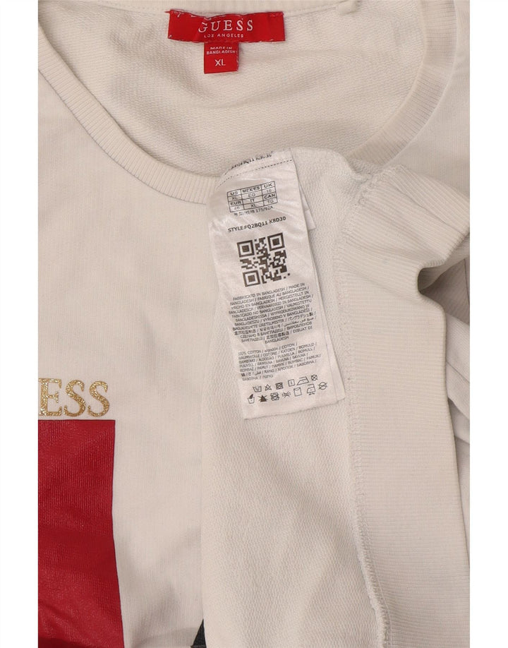 Guess Womens Graphic Sweatshirt Jumper UK 16 Large White Cotton