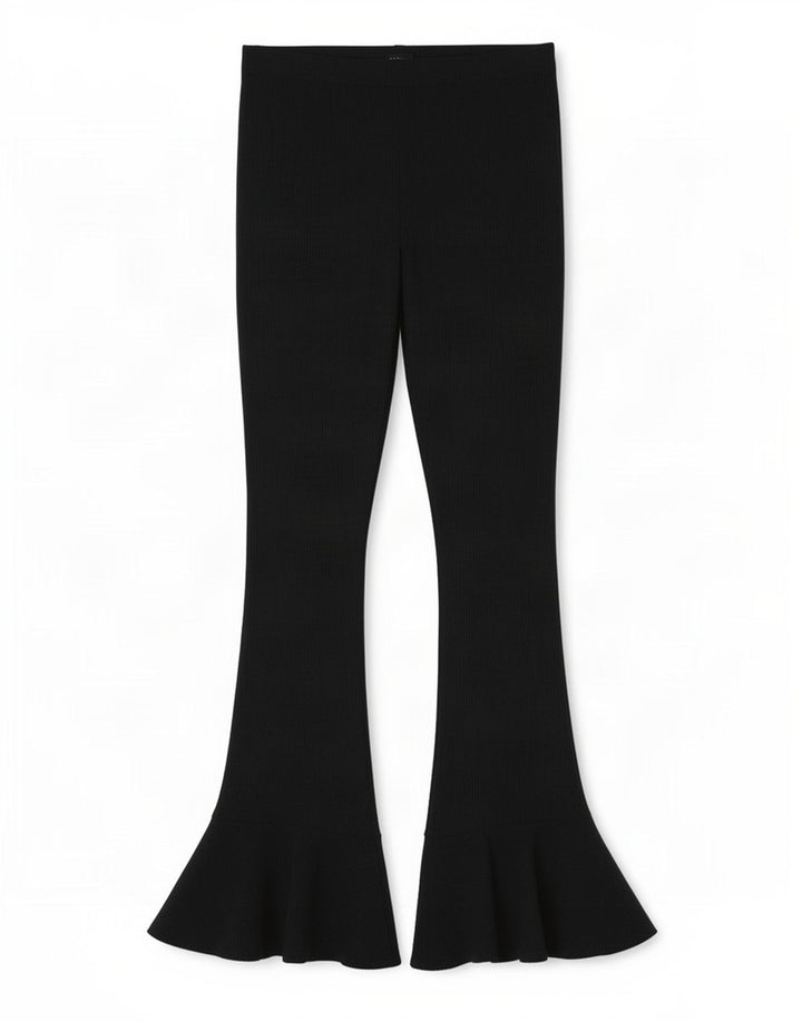 Topshop Womens Flare Trousers UK 14 Large Black Polyester