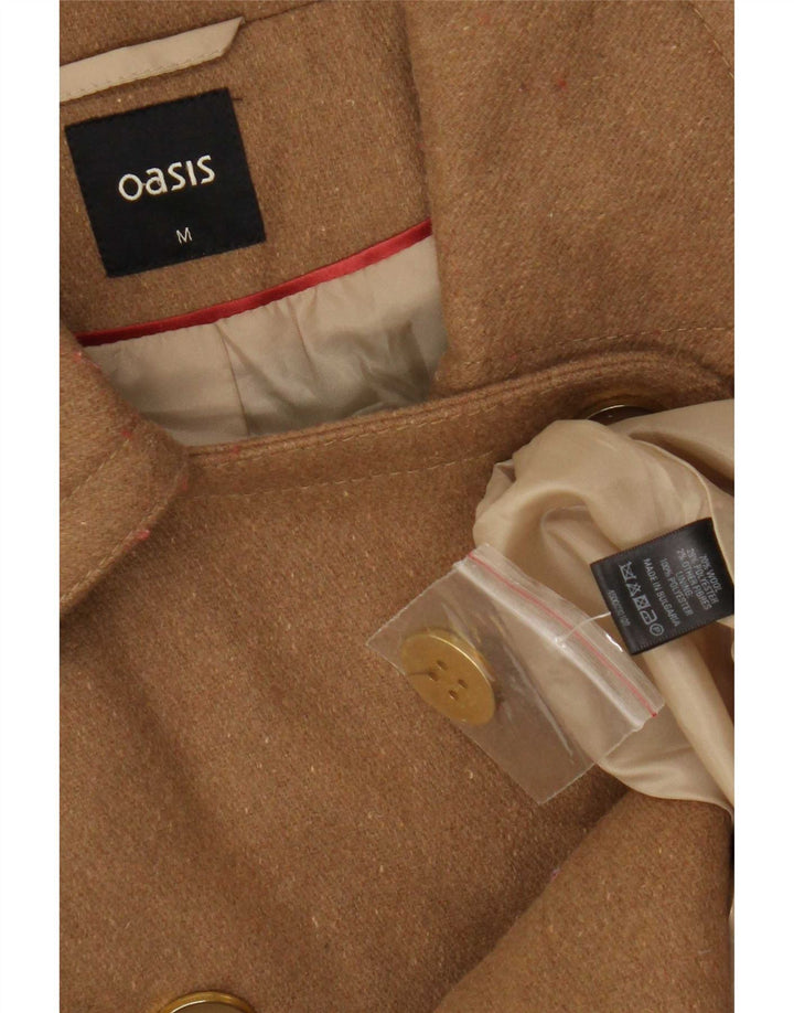 Oasis Womens Double Breasted Coat UK 12 Medium Beige Wool