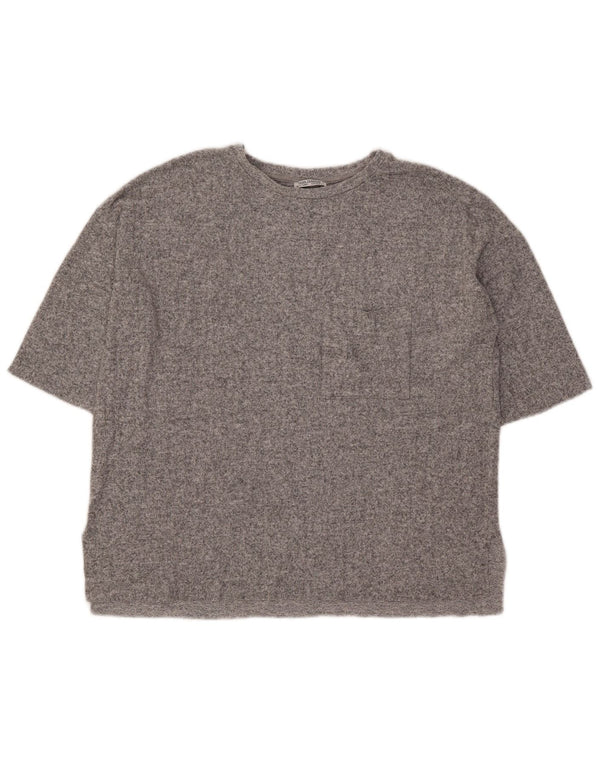 Zara Womens Oversized T-Shirt Top UK 10 Small Grey Flecked Viscose
