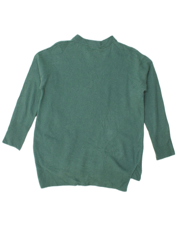 Benetton Womens Oversized Crew Neck Jumper Sweater UK 10 Small Green